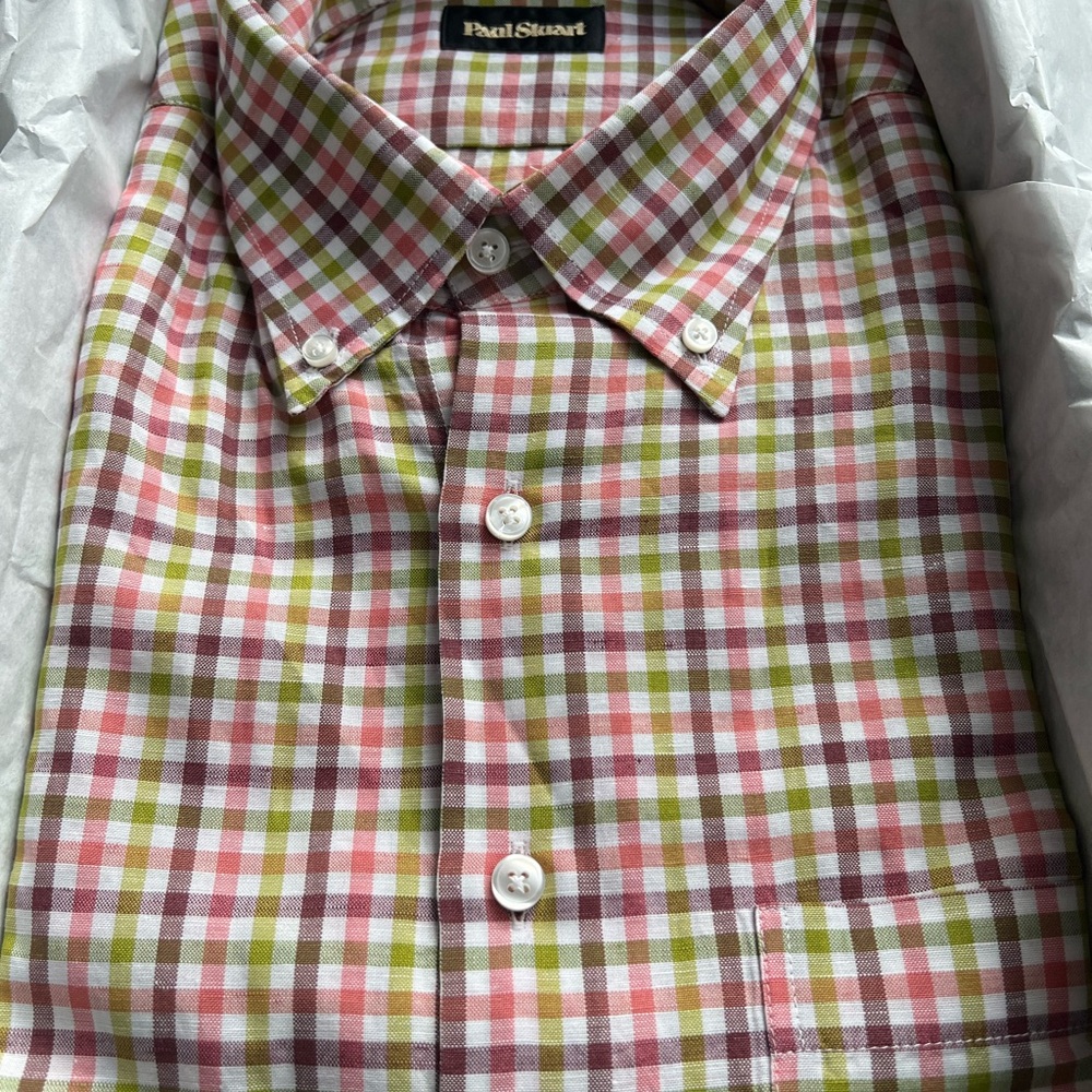 Paul Stuart Men's Checkered Shirt. NWT